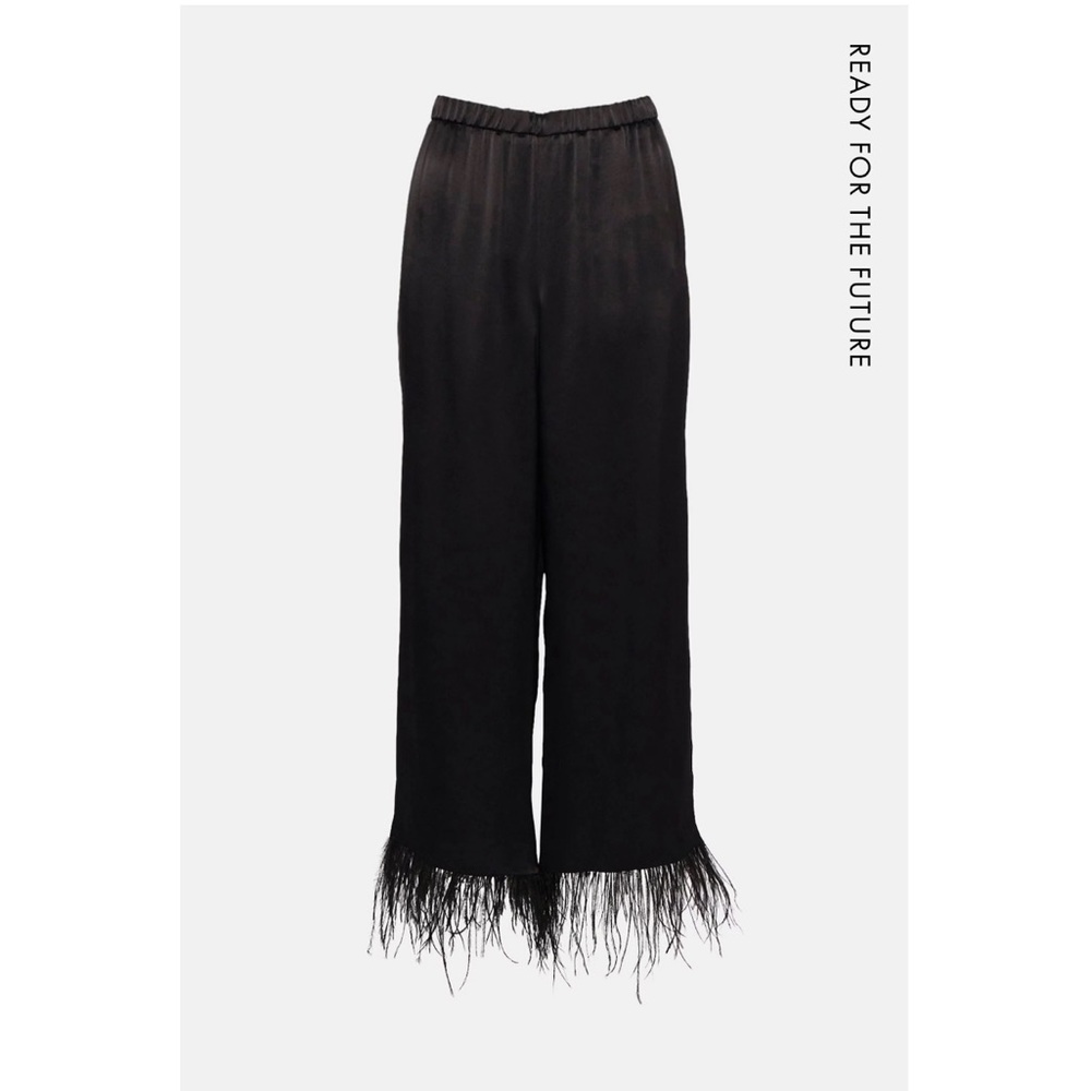 KAREN MILLEN Viscose Satin Crepe Feather Hem Trousers - 2 - Picture 4 of 7